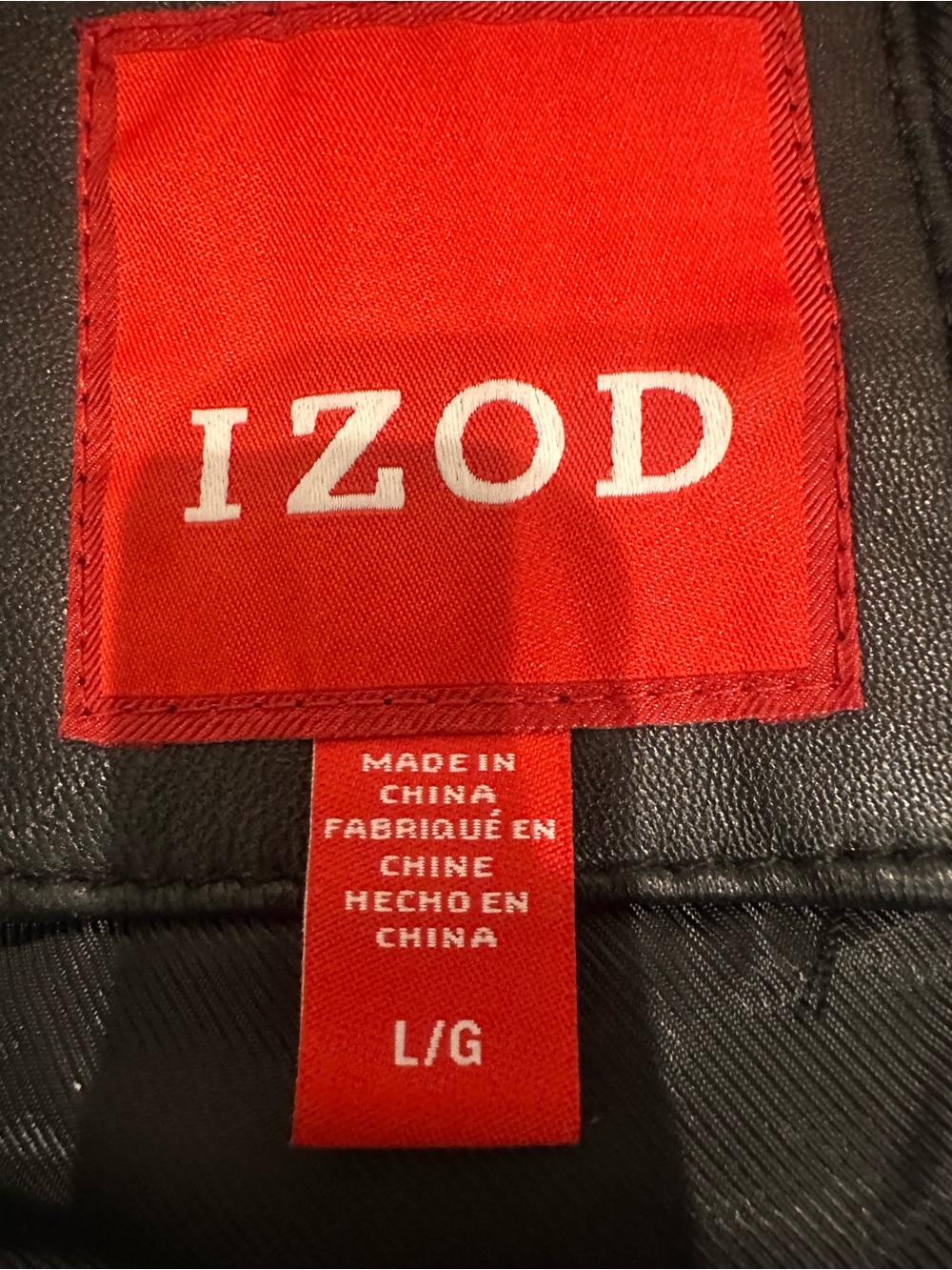 IZOD Genuine Lamb Leather Jacket Black Full Zip Men’s Large L - Picture 3 of 4